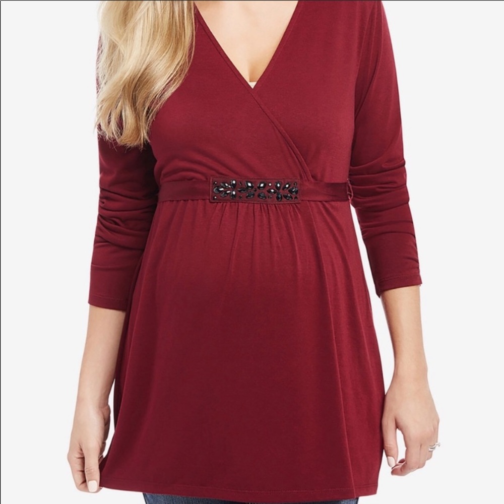 Oh Baby Motherhood Maternity Embellished Belted Top size Small